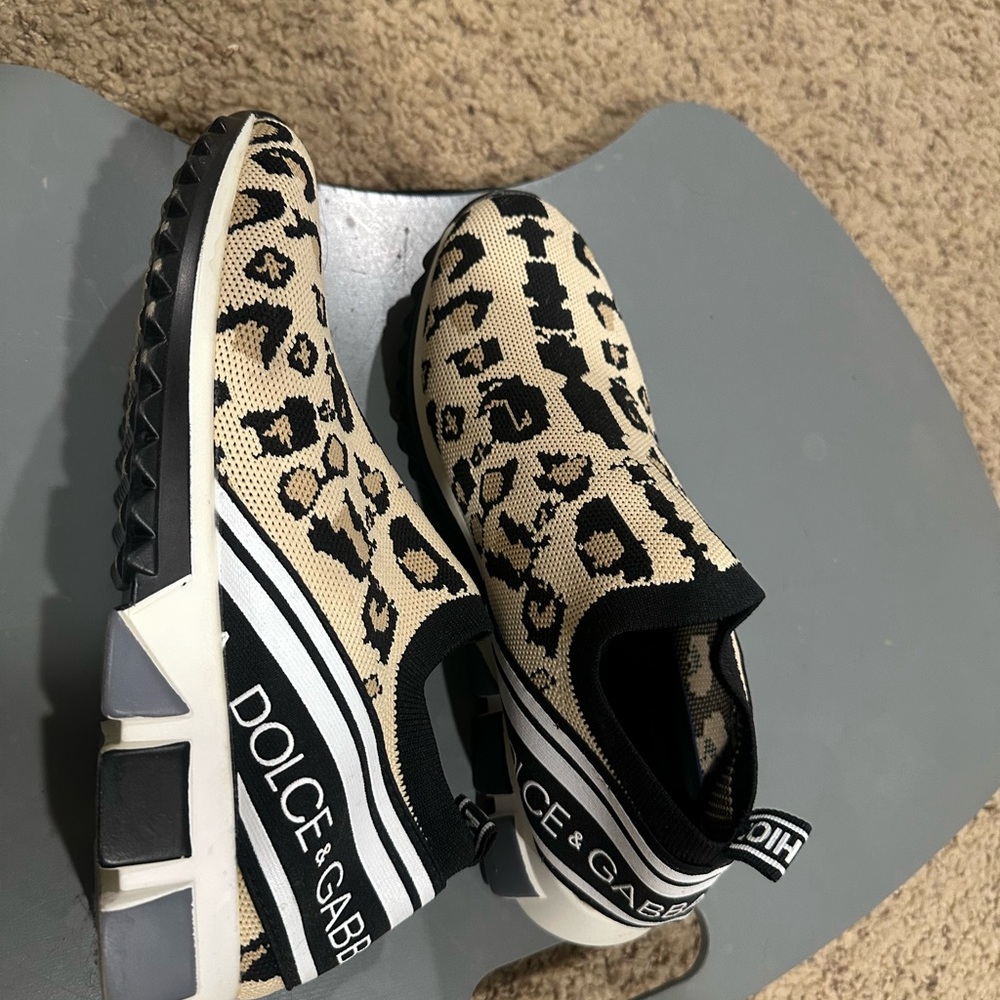 Dolce & Gabbana Black and Cream Slip-On Sneakers